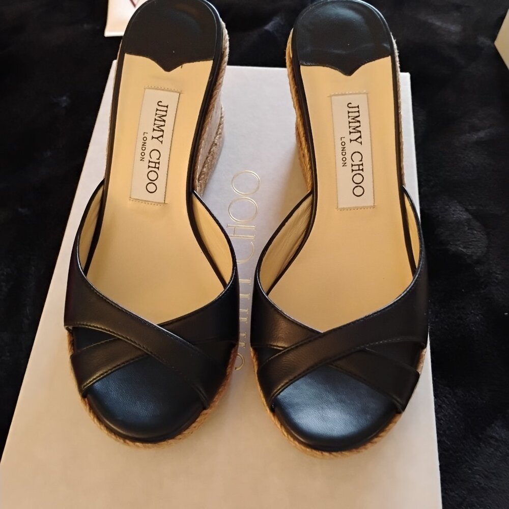 Brand new jimmy choo black wedge sandals size 36